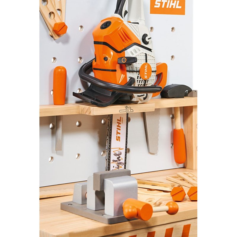 Kinderwerkbank Holz mit Holzspielzeug