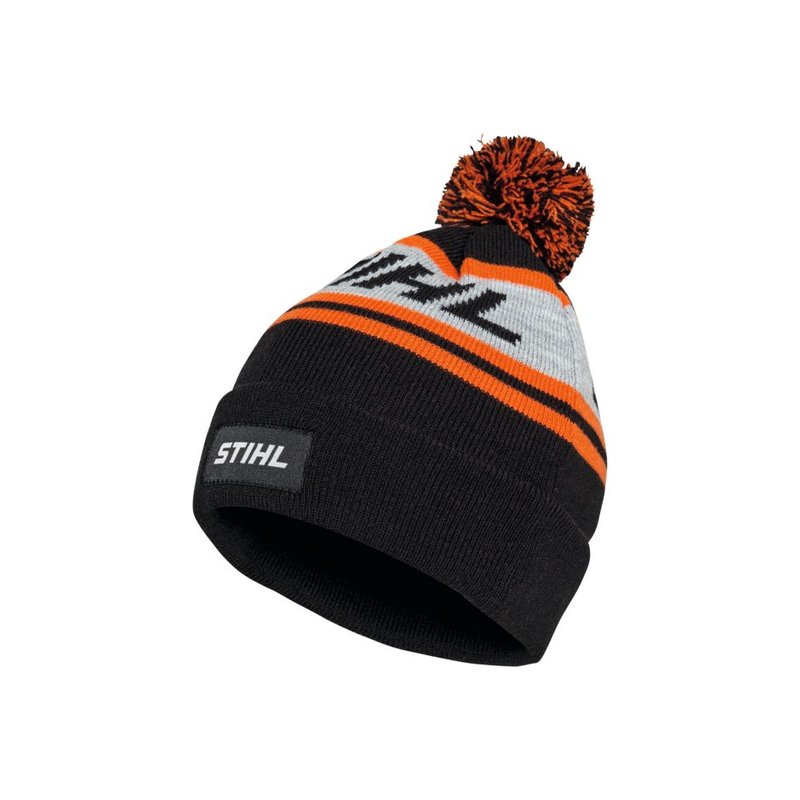 Mütze POMPON 24 Schwarz/Orange/Grau
