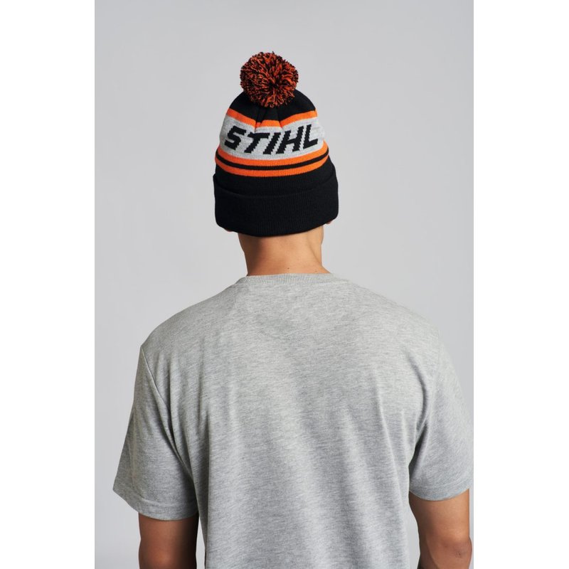 Mütze POMPON 24 Schwarz/Orange/Grau